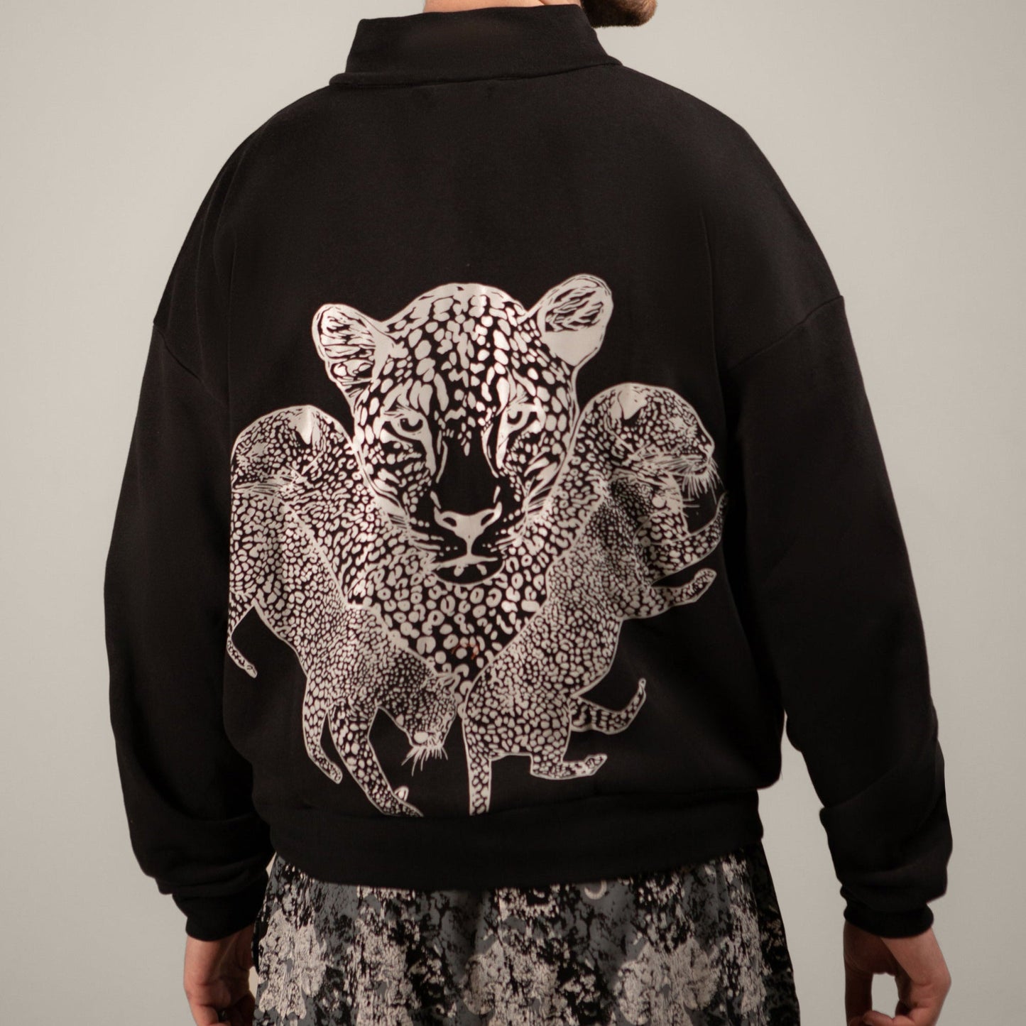 Mango Leopard Zipper Sweatshirt