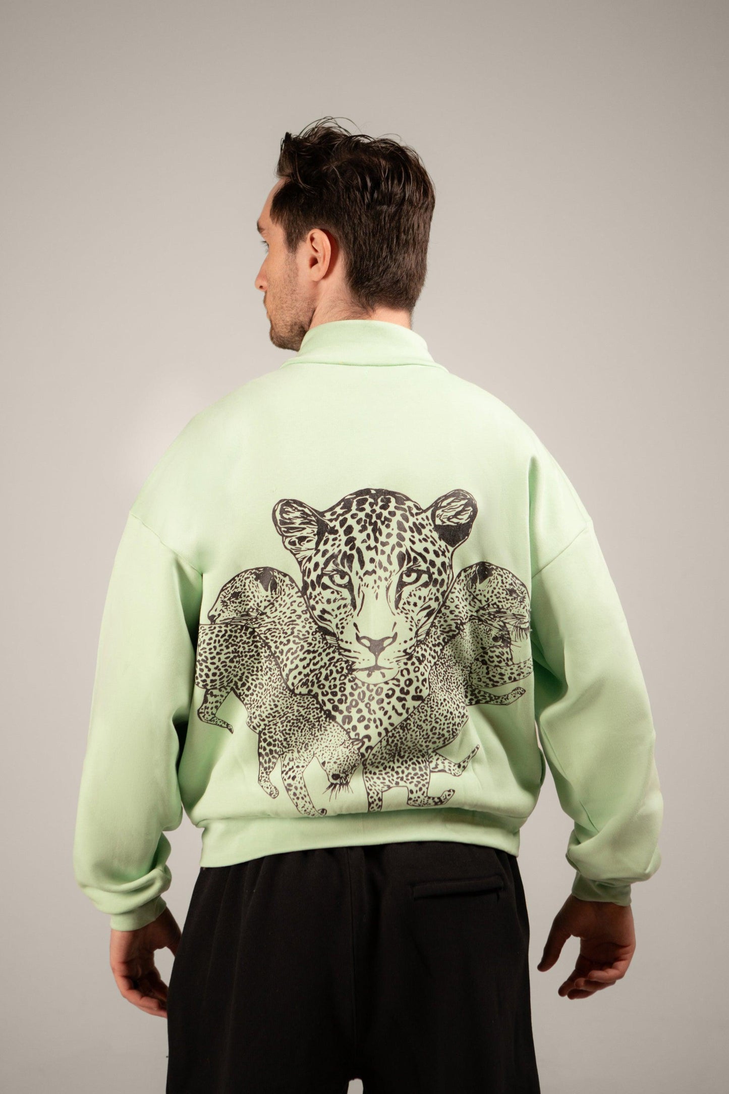Mango Leopard Zipper Sweatshirt