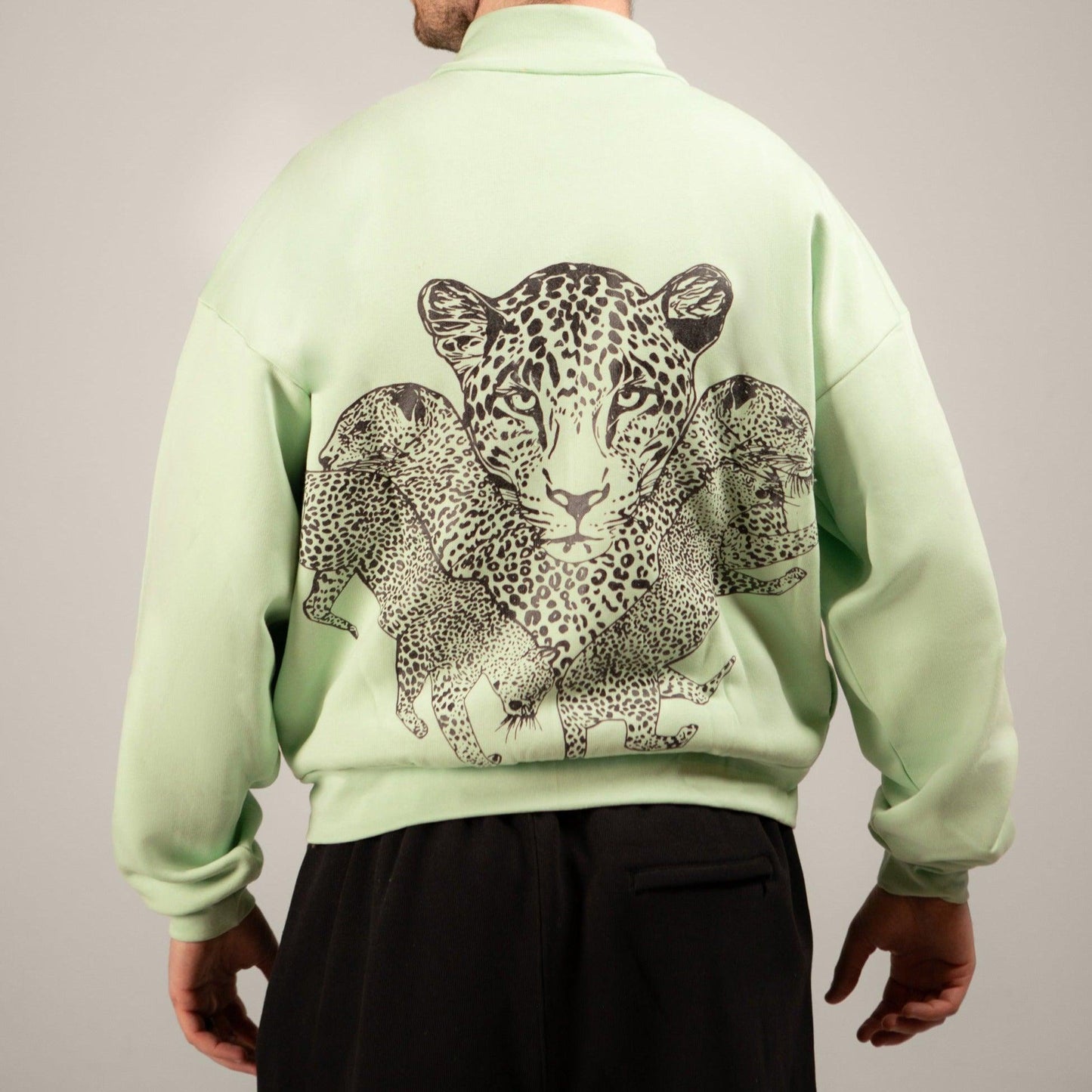 Mango Leopard Zipper Sweatshirt