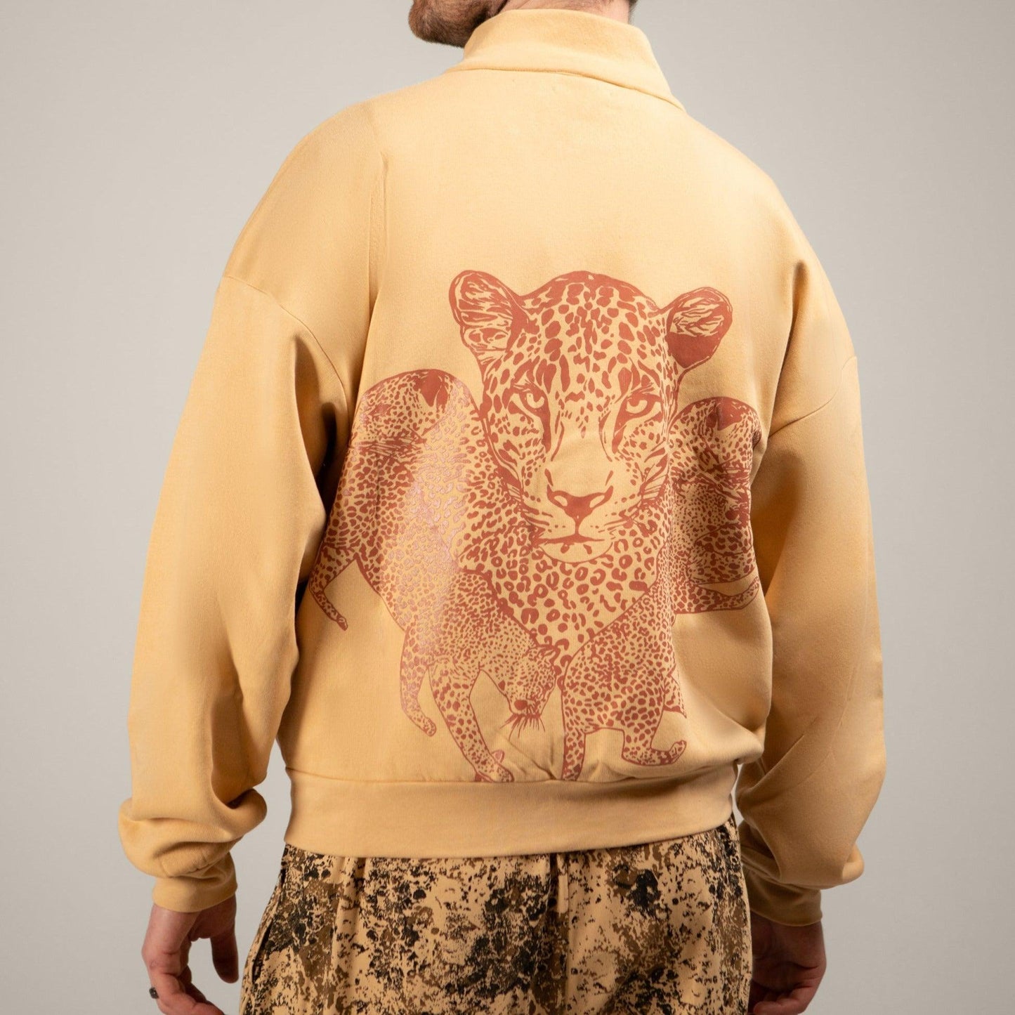Mango Leopard Zipper Sweatshirt