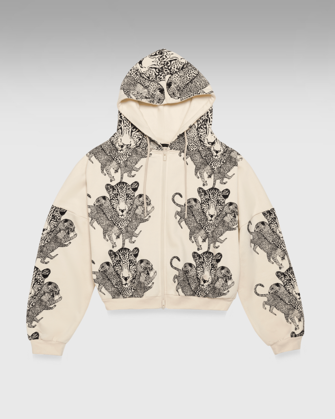 Mango Leopard Long Sleeve Oversized Zipper Hoodie