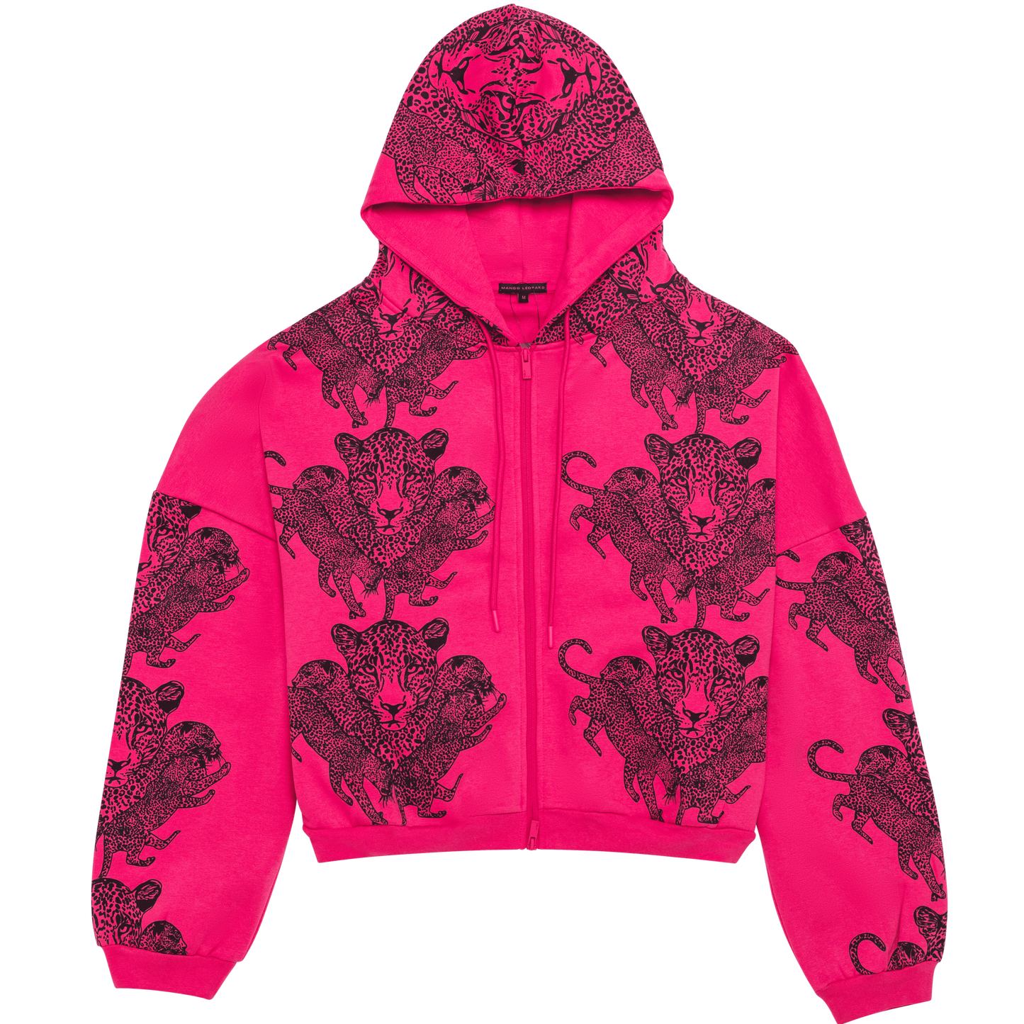 Mango Leopard Long Sleeve Oversized Zipper Hoodie