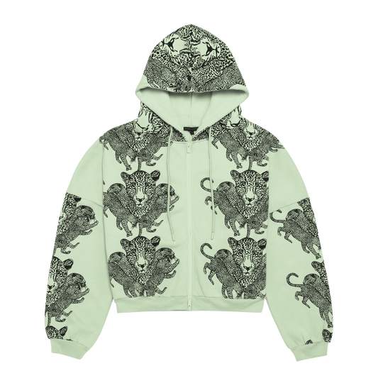 Mango Leopard Long Sleeve Oversized Zipper Hoodie