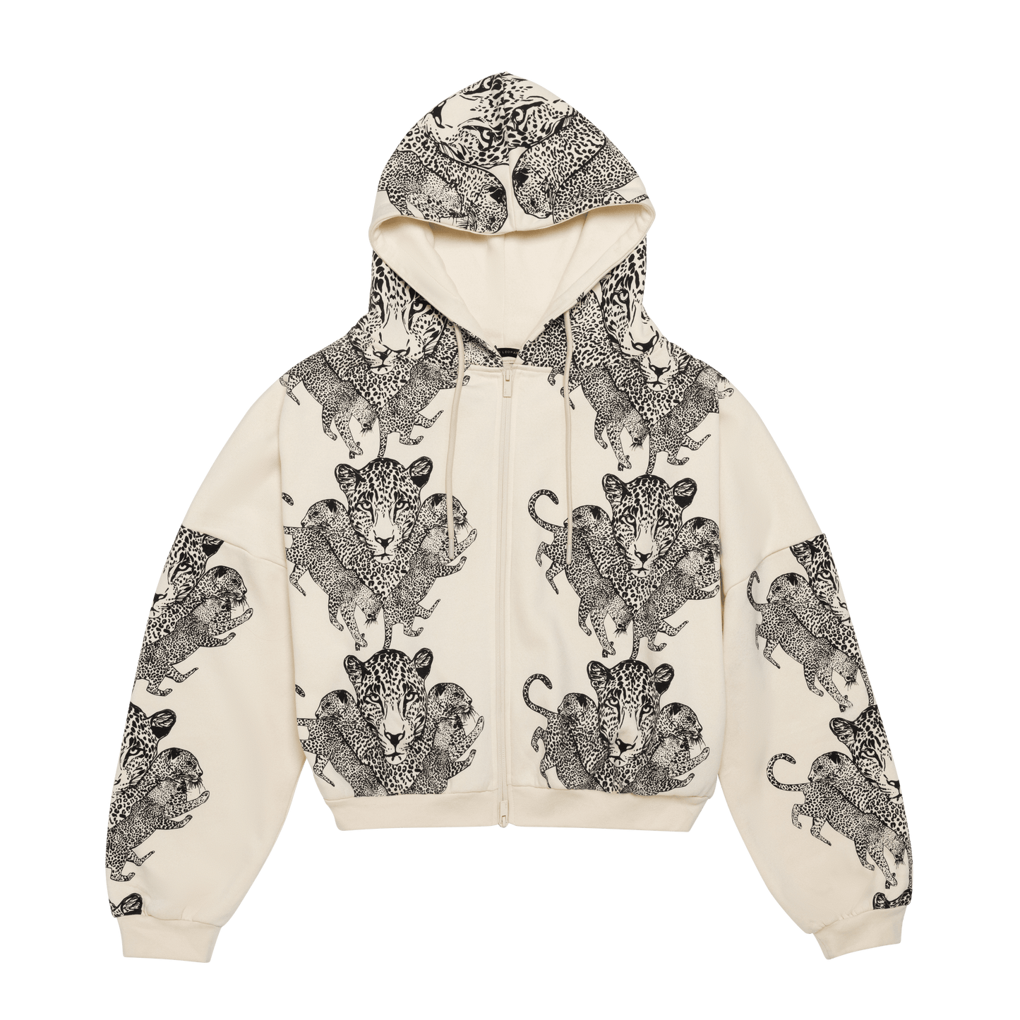 Mango Leopard Long Sleeve Oversized Zipper Hoodie