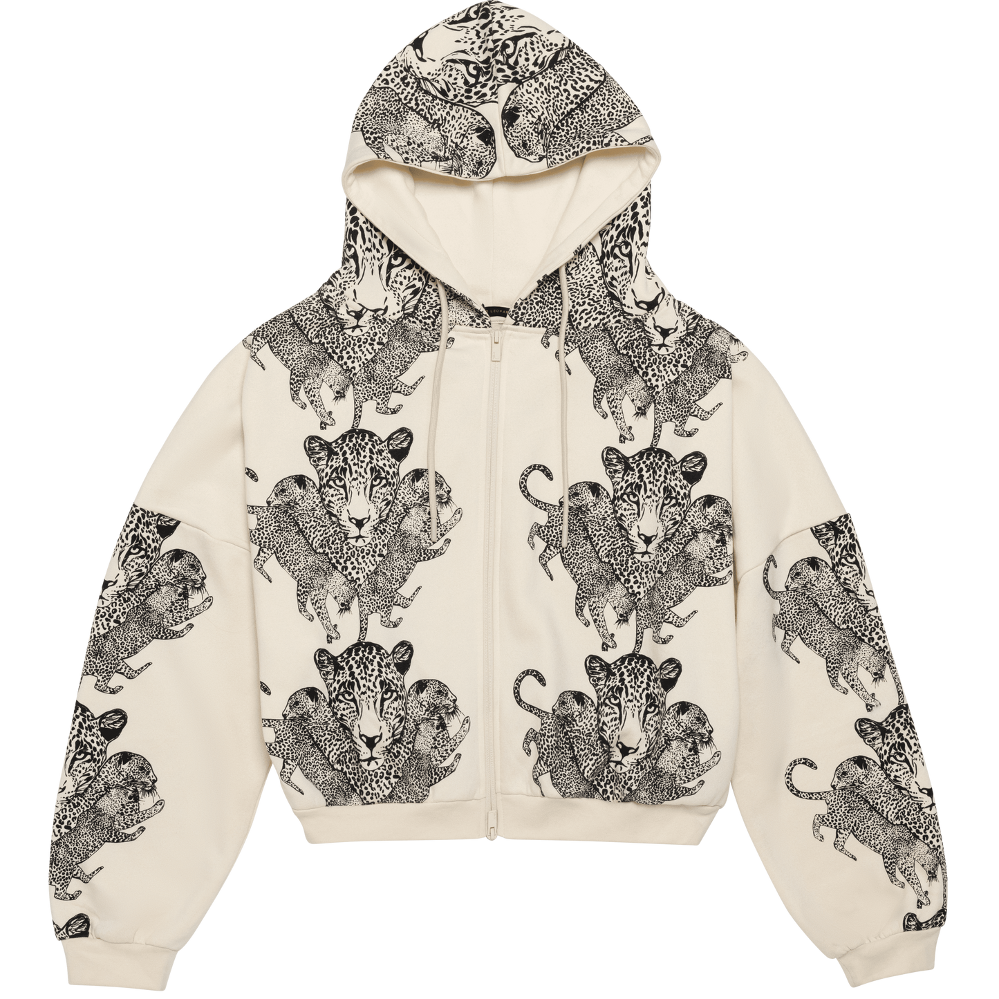 Mango Leopard Long Sleeve Oversized Zipper Hoodie
