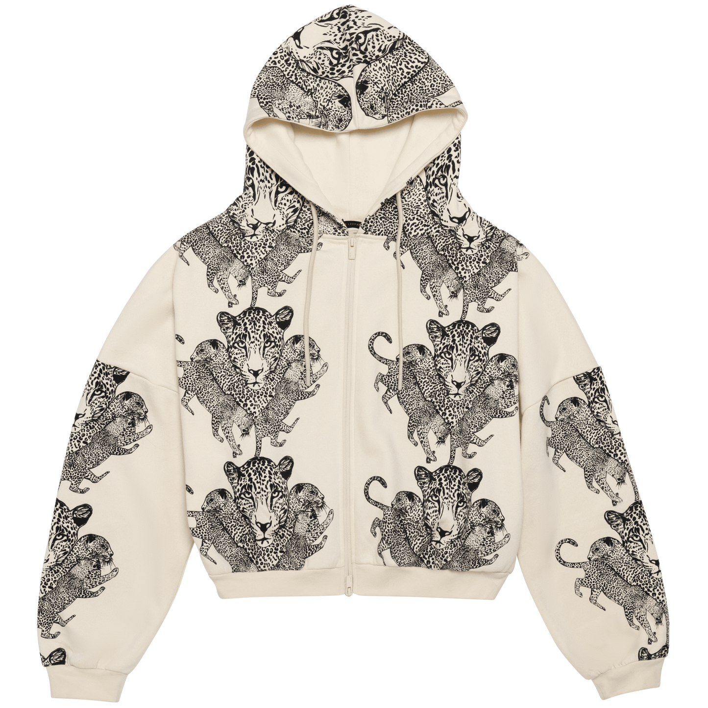 Mango Leopard Long Sleeve Oversized Zipper Hoodie