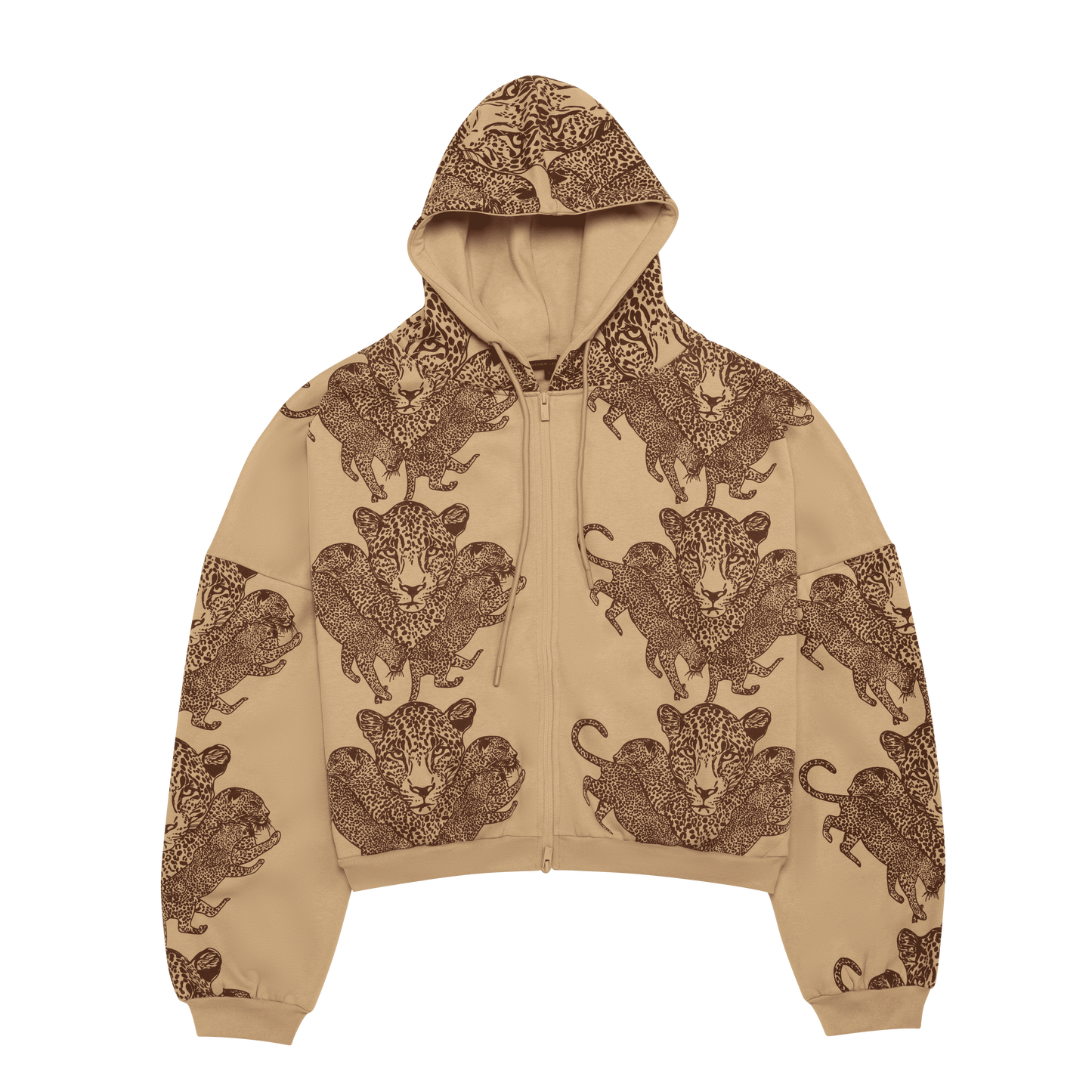 Mango Leopard Long Sleeve Oversized Zipper Hoodie