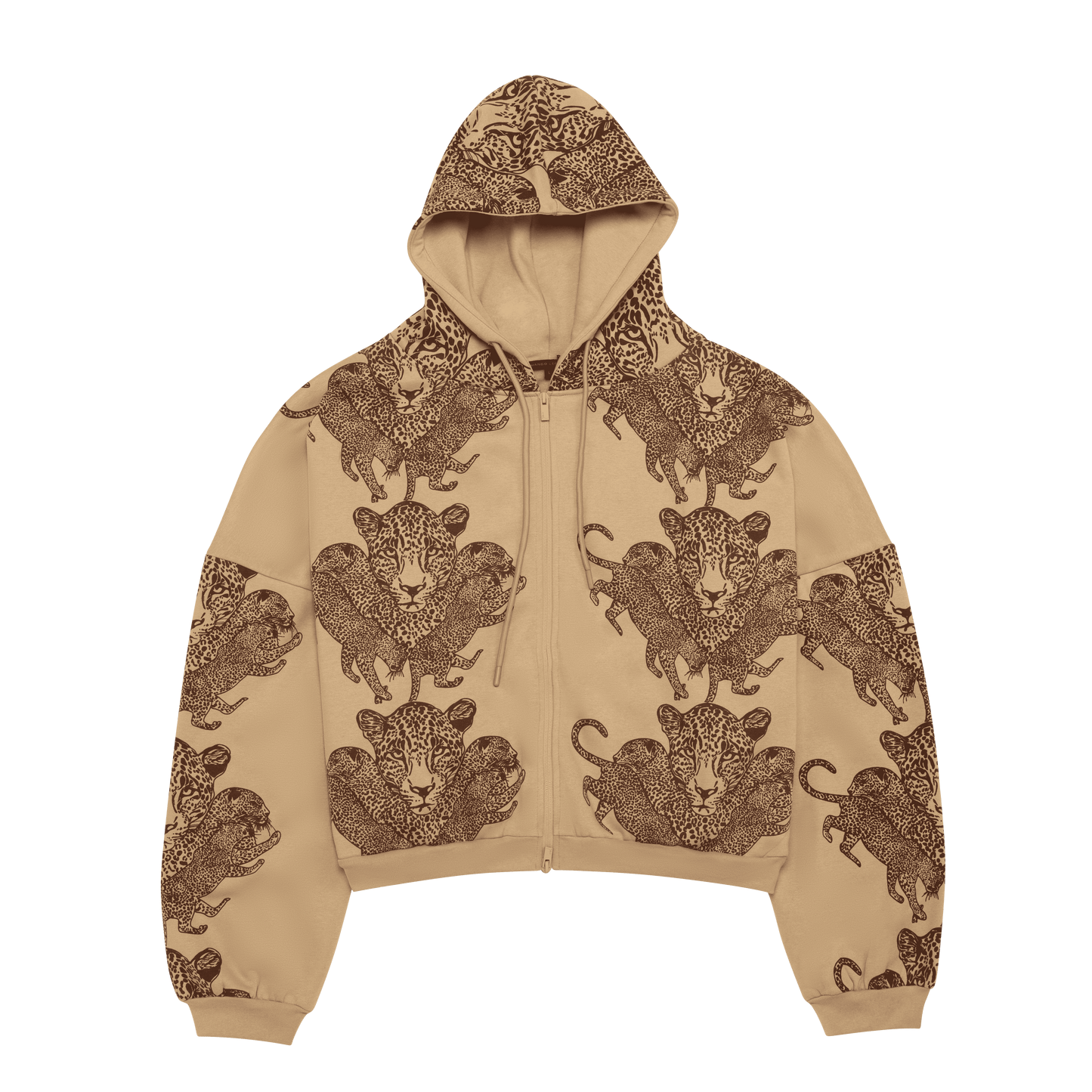 Mango Leopard Long Sleeve Oversized Zipper Hoodie