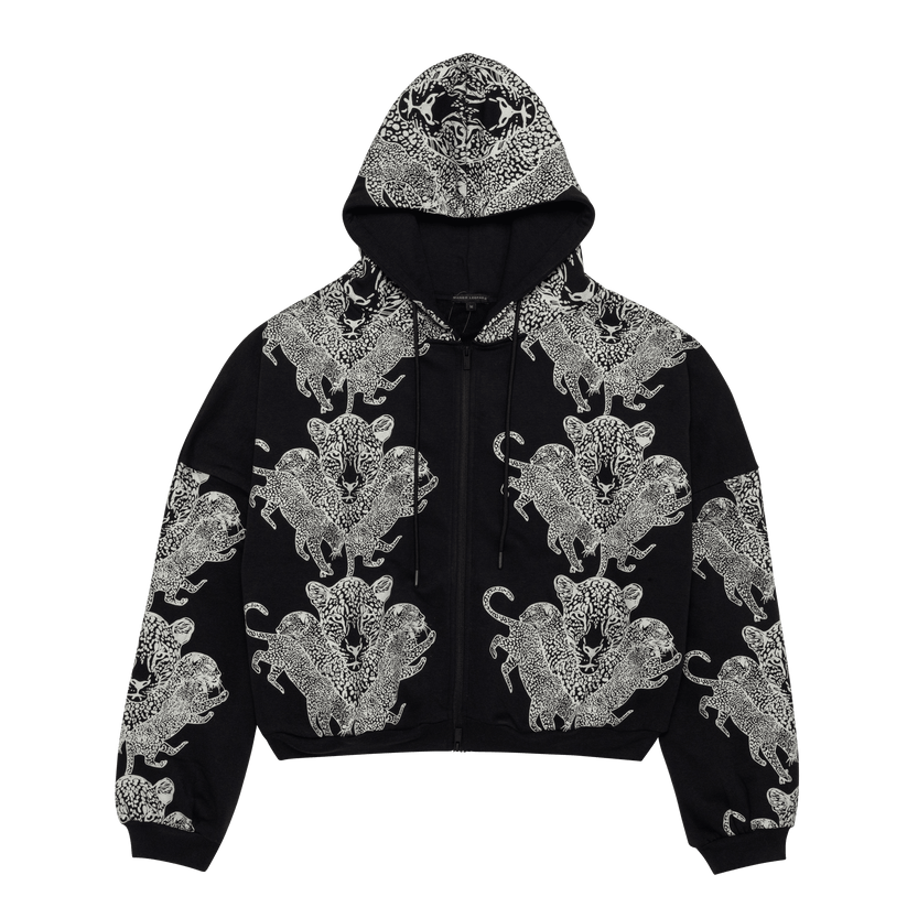 Mango Leopard Long Sleeve Oversized Zipper Hoodie