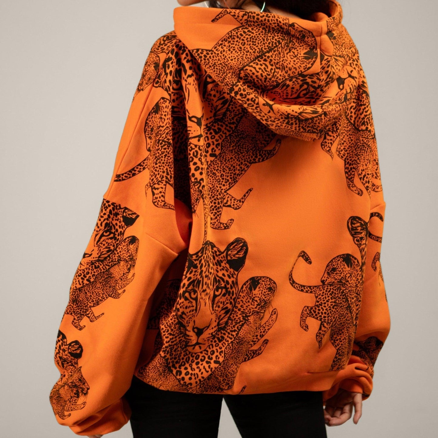 Mango Leopard Long Sleeve Oversized Zipper Hoodie