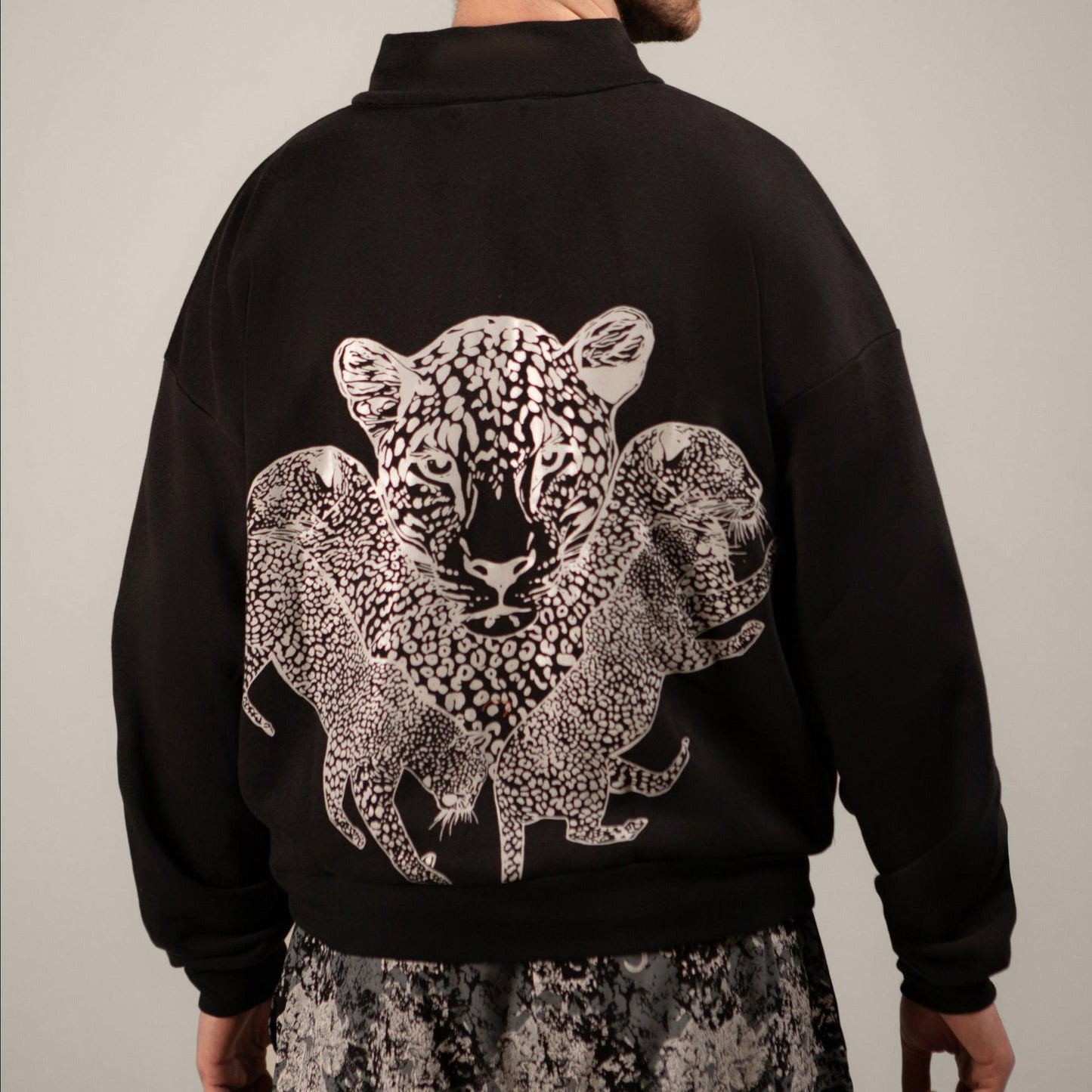 Mango Leopard Zipper Sweatshirt