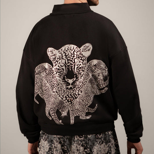 Mango Leopard Zipper Sweatshirt