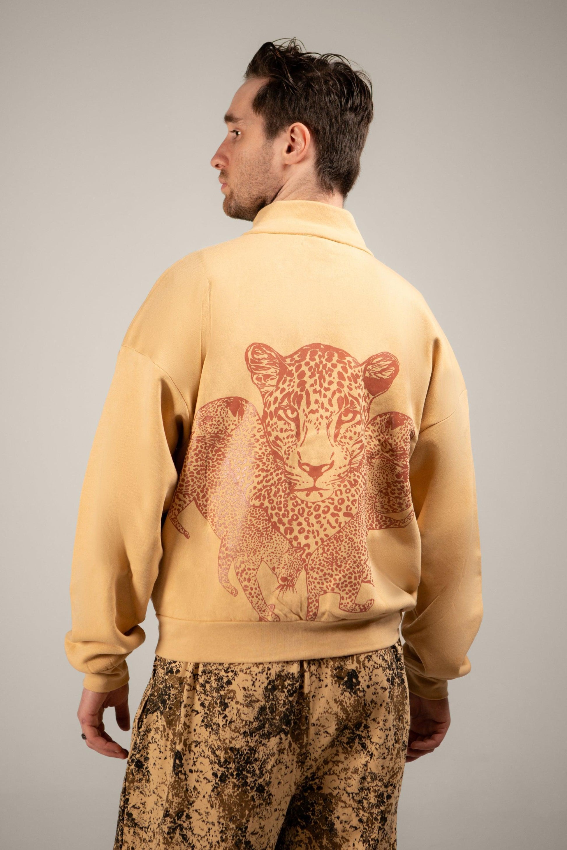 Mango Leopard Zipper Sweatshirt